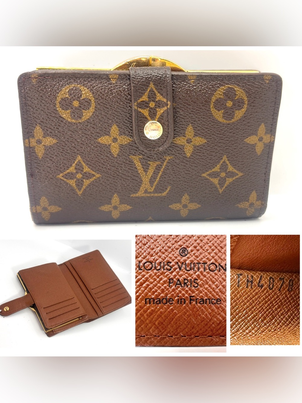 Louis Vuitton Monogram French Viennois Kiss Lock Wallet No peelings TH4078